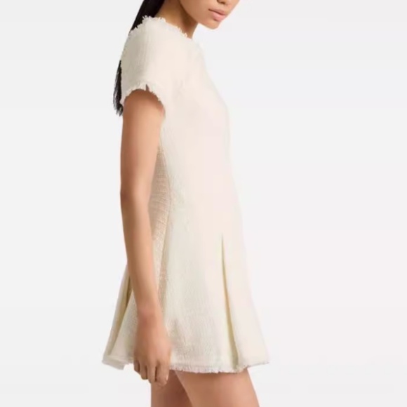 NWT Cinq a Sept Nova Tweed Fit & Flare Mini Dress - Gardenia Cream Ivory - Picture 8 of 10